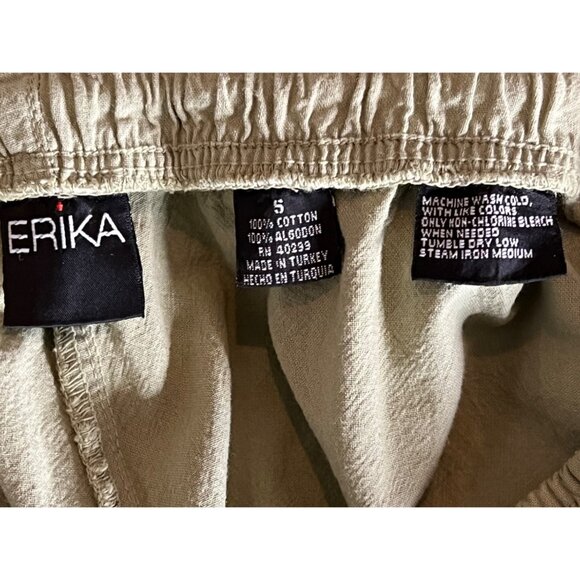 Erika Women's Drawstring Cotton Pants Olive Green Size 5 Wide Leg Cotton - Picture 10 of 11